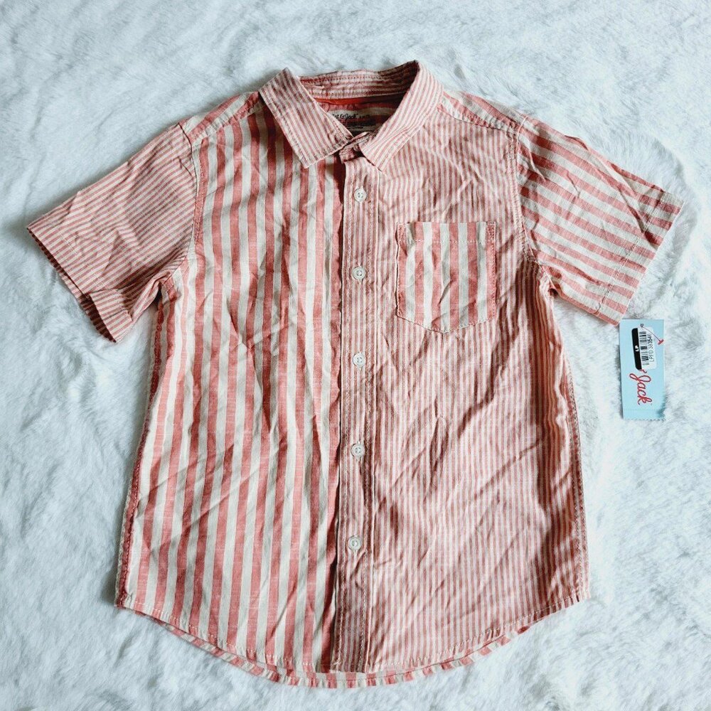 Cat & Jack Boys' Short Sleeve Poplin Button-Down Shirt 4KIDE-U - Picture 2 of 4